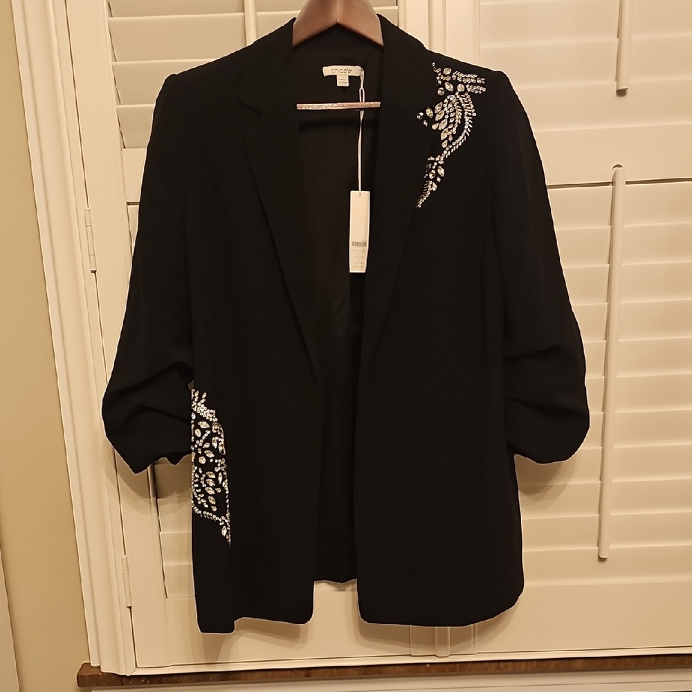 Elegant Black Embellished Women's Jacket